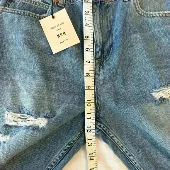 River Island women’s high rise mom jeans 10R distressed NWT pants slouchy ripped - Picture 8 of 11